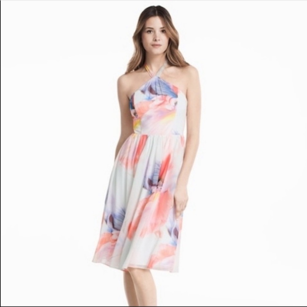 White House Black Market Floral Halter Dress